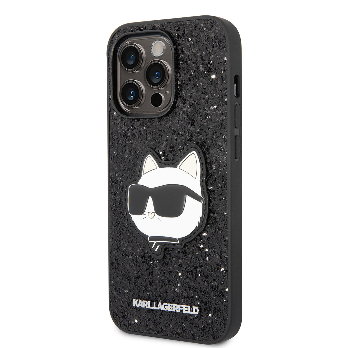Apple iPhone 14 Pro Max Kılıf Karl Lagerfeld Parlak Taşlı Choupette Dizayn Kapak Gümüş