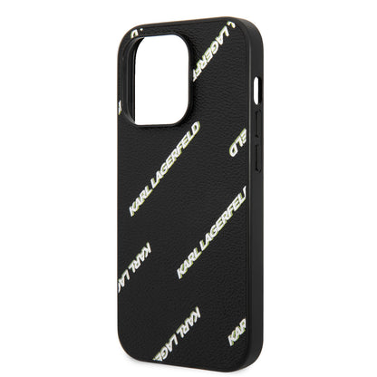iPhone 14 Pro Max Kılıf Karl Lagerfeld PU Suni Deri Logolu Dizayn Kılıf
