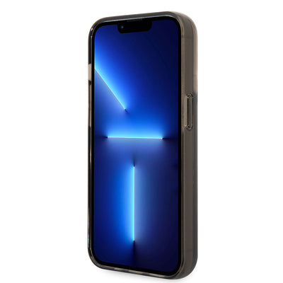 Apple iPhone 14 Pro Max Kılıf Karl Lagerfeld Sıvılı Simli Elong Dizayn Kapak Pembe