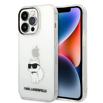 Apple iPhone 14 Pro Max Kılıf Karl Lagerfeld Transparan Choupette Dizayn Kapak Renksiz