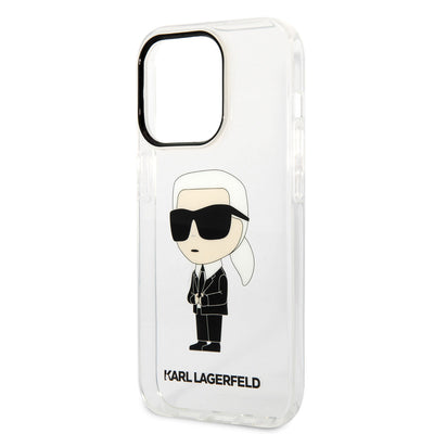 Apple iPhone 14 Pro Max Kılıf Karl Lagerfeld Transparan İkonik Karl Dizayn Kapak Renksiz