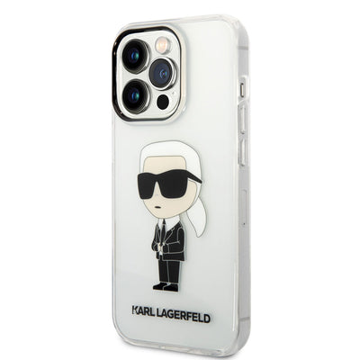 Apple iPhone 14 Pro Max Kılıf Karl Lagerfeld Transparan İkonik Karl Dizayn Kapak Renksiz
