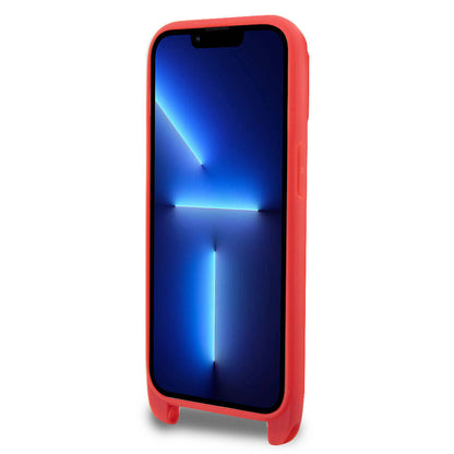 iPhone 14 Pro Max Kılıf Lacoste Orjinal Lisanslı PU Pike Desenli Arka Yüzey Askılı İkonik Timsah Dokuma Logolu Kılıf