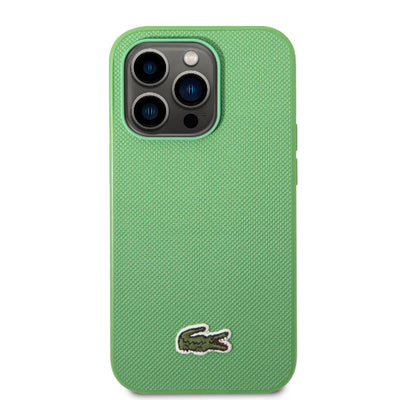 Apple iPhone 14 Pro Max Kılıf Lacoste Orjinal Lisanslı PU Pike Desenli Arka Yüzey İkonik Timsah Dokuma Logolu Kapak Lacivert