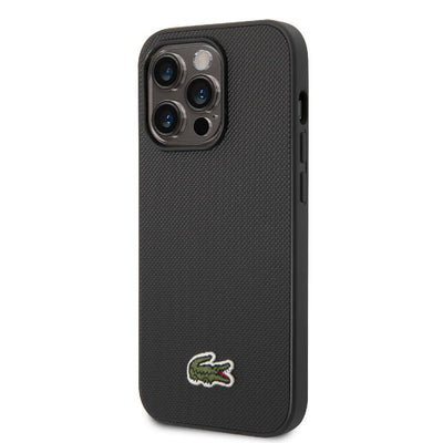 Apple iPhone 14 Pro Max Kılıf Lacoste Orjinal Lisanslı PU Pike Desenli Arka Yüzey İkonik Timsah Dokuma Logolu Kapak Lacivert