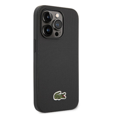 Apple iPhone 14 Pro Max Kılıf Lacoste Orjinal Lisanslı PU Pike Desenli Arka Yüzey İkonik Timsah Dokuma Logolu Kapak Lacivert