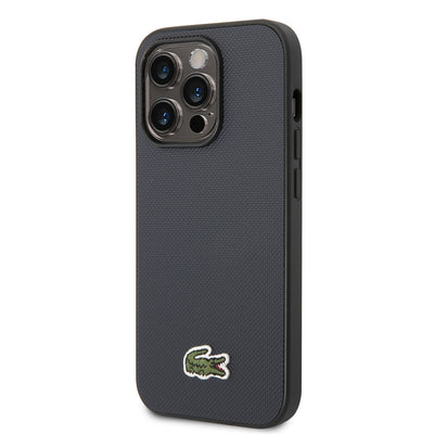 Apple iPhone 14 Pro Max Kılıf Lacoste Orjinal Lisanslı PU Pike Desenli Arka Yüzey İkonik Timsah Dokuma Logolu Kapak Lacivert