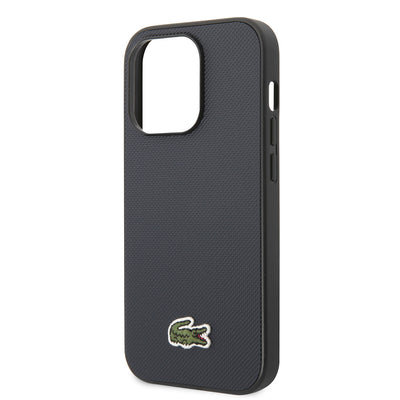 Apple iPhone 14 Pro Max Kılıf Lacoste Orjinal Lisanslı PU Pike Desenli Arka Yüzey İkonik Timsah Dokuma Logolu Kapak Lacivert