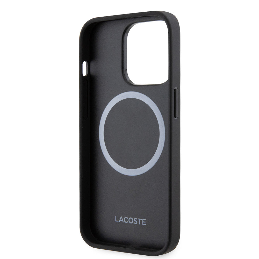 iPhone 14 Pro Max Kılıf Lacoste Orjinal Lisanslı PU Pike Desenli Arka Yüzey İkonik Timsah Dokuma Logolu Kılıf