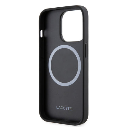 iPhone 14 Pro Max Kılıf Lacoste Orjinal Lisanslı PU Pike Desenli Arka Yüzey İkonik Timsah Dokuma Logolu Kılıf