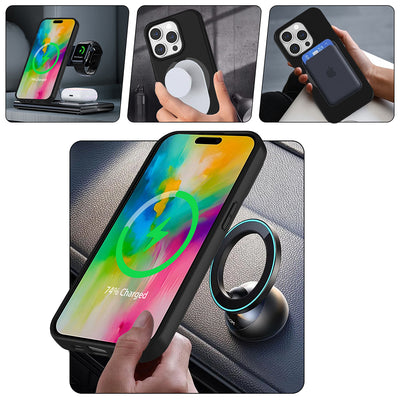 Apple iPhone 14 Pro Max Kılıf M-safe Şarj Özellikli Standlı Zore Samara Kapak Lacivert