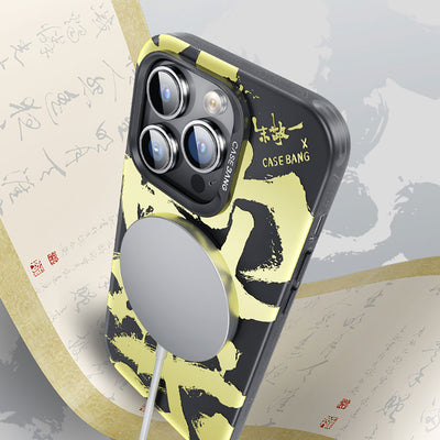 Apple iPhone 14 Pro Max Kılıf Magsafe Şarj Özellikli Benks Casebang Calligraphy Joy Kapak Siyah