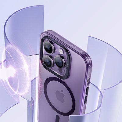 Apple iPhone 14 Pro Max Kılıf Magsafe Şarj Özellikli Benks Lucid Armor Kapak Derin Mor
