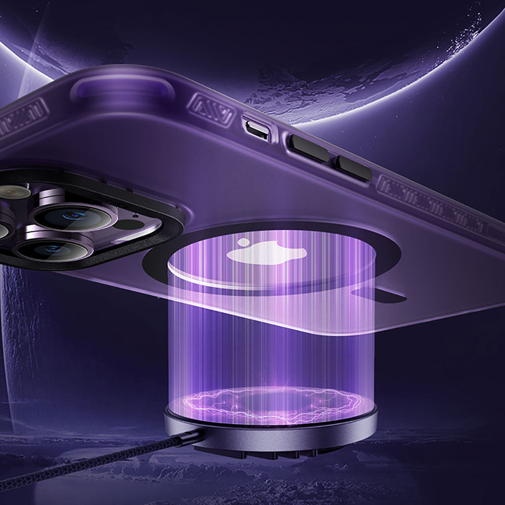Apple iPhone 14 Pro Max Kılıf Magsafe Şarj Özellikli Benks Lucid Armor Kapak Derin Mor