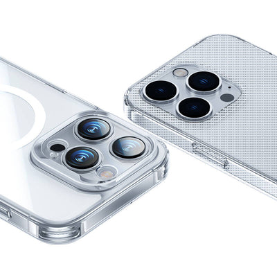 Apple iPhone 14 Pro Max Kılıf Magsafe Şarj Özellikli Benks Magnetic Shiny Glass Serisi Kapak Renksiz