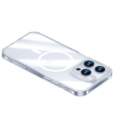 Apple iPhone 14 Pro Max Kılıf Magsafe Şarj Özellikli Benks Magnetic Shiny Glass Serisi Kapak Renksiz
