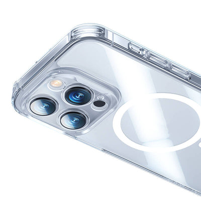 Apple iPhone 14 Pro Max Kılıf Magsafe Şarj Özellikli Benks Magnetic Shiny Glass Serisi Kapak Renksiz