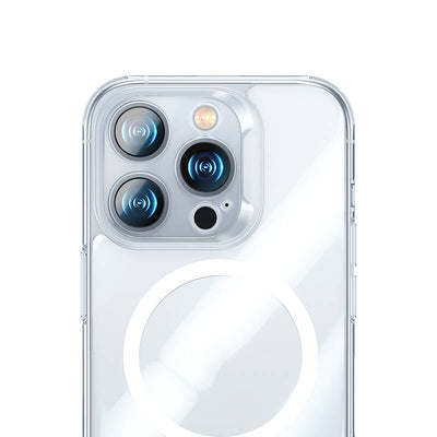 Apple iPhone 14 Pro Max Kılıf Magsafe Şarj Özellikli Benks Magnetic Shiny Glass Serisi Kapak Renksiz