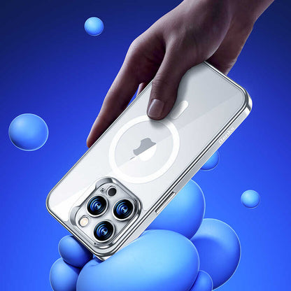 iPhone 14 Pro Max Kılıf M-safe Şarj Özellikli Cam Yüzey Ekran Koruyuculu Benks Electroplated Kılıf