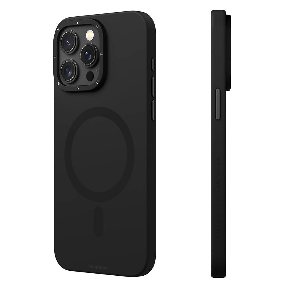 Apple iPhone 14 Pro Max Kılıf Magsafe Şarj Özellikli Çizilmeye ve Aşınmaya Dayanıklı Youngkit Velvet Serisi Kapak Siyah