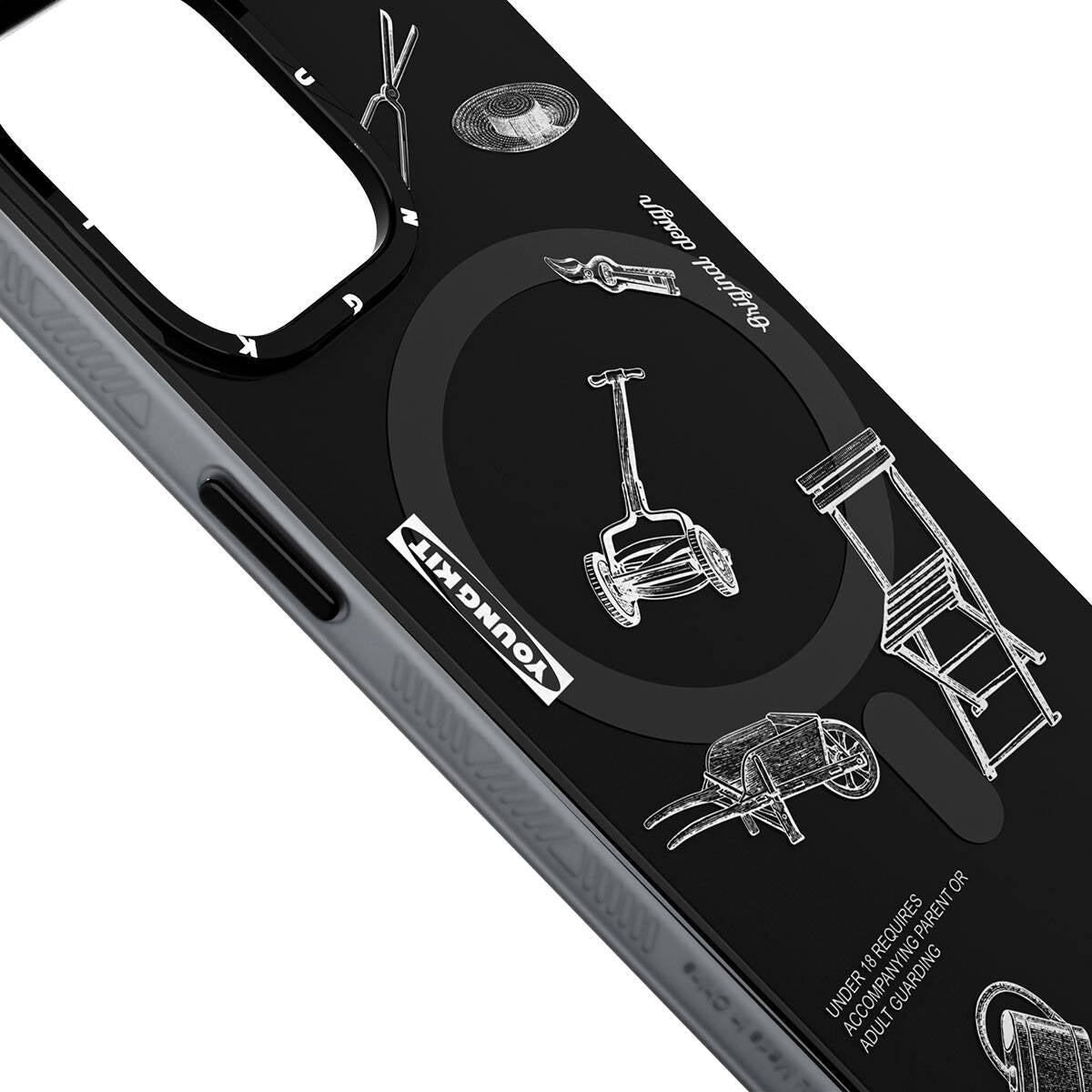 Apple iPhone 14 Pro Max Kılıf Magsafe Şarj Özellikli Desenli Youngkit Plaything Serisi Kapak Mor