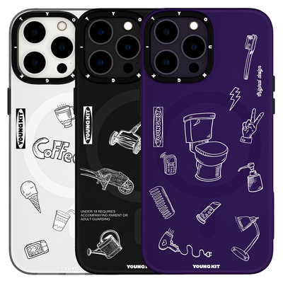Apple iPhone 14 Pro Max Kılıf Magsafe Şarj Özellikli Desenli Youngkit Plaything Serisi Kapak Mor