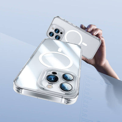 Apple iPhone 14 Pro Max Kılıf Magsafe Şarj Özellikli Kamera Korumalı Benks Corning Glass Serisi Kapak Renksiz