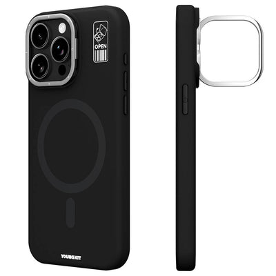Apple iPhone 14 Pro Max Kılıf Magsafe Şarj Özellikli Kamera Standlı Youngkit Bitty Cream Kapak Mor