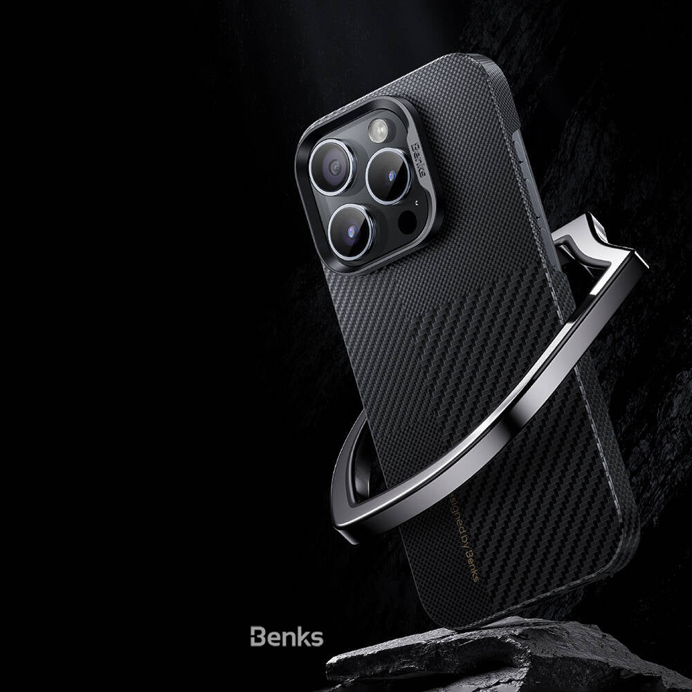 iPhone 14 Pro Max Kılıf M-safe Şarj Özellikli Karbon Fiber Benks Montage ArmorAir Kevlar Kılıf