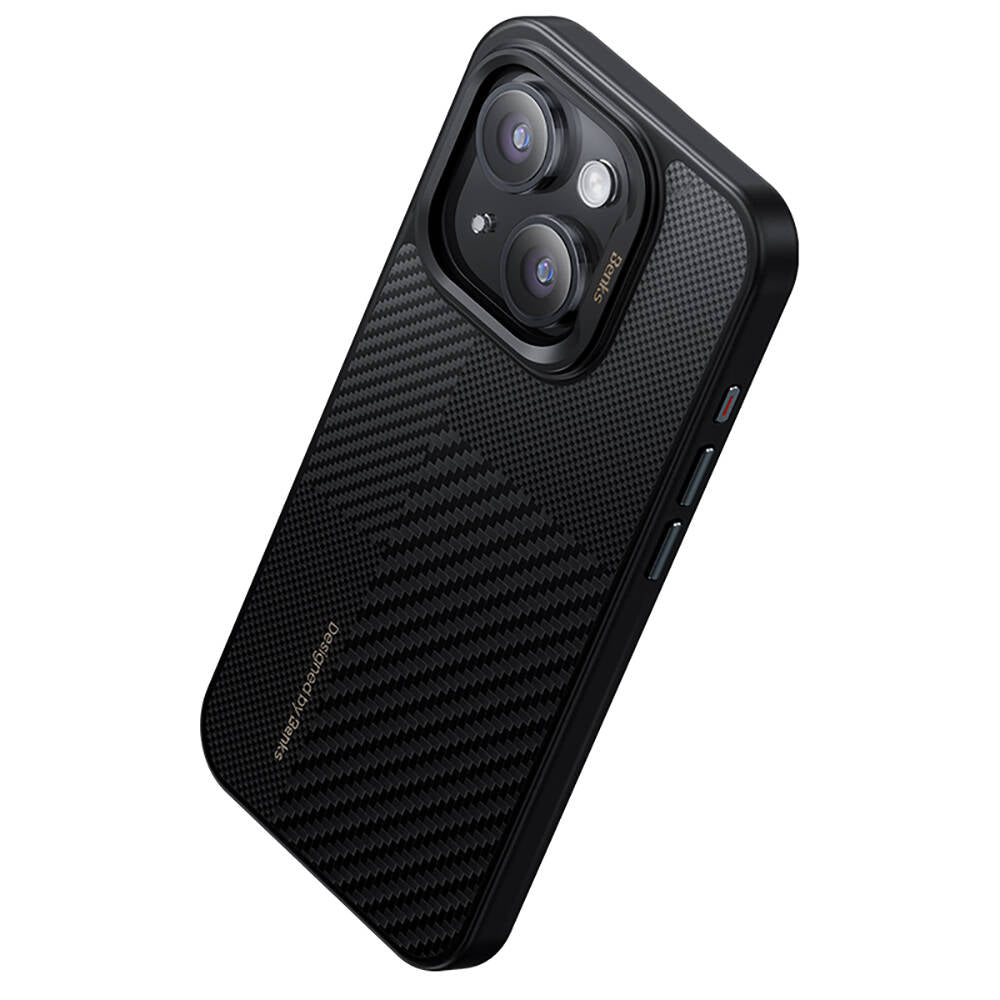 iPhone 14 Pro Max Kılıf M-safe Şarj Özellikli Karbon Fiber Benks Montage Hybrid ArmorPro Kevlar Kılıf