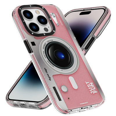 Apple iPhone 14 Pro Max Kılıf Magsafe Şarj Özellikli Lens Figürlü YoungKit Art Film Serisi Kapak Siyah