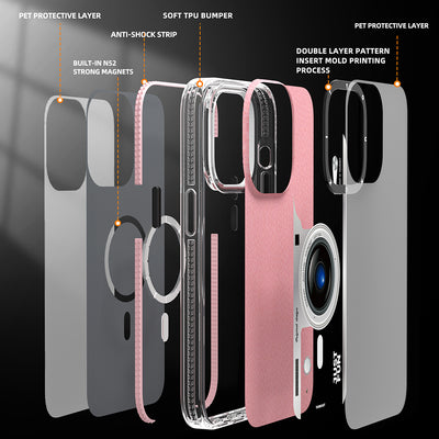 Apple iPhone 14 Pro Max Kılıf Magsafe Şarj Özellikli Lens Figürlü YoungKit Art Film Serisi Kapak Siyah