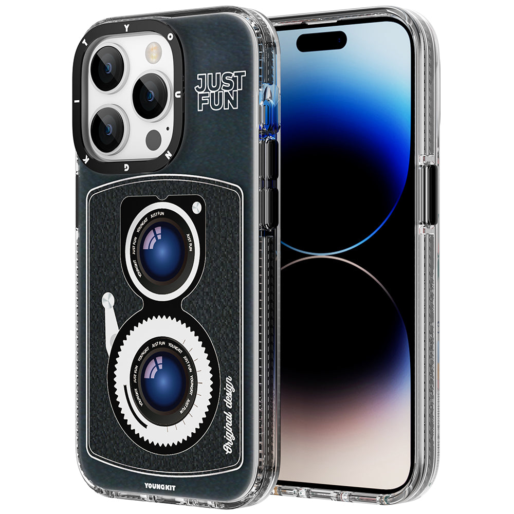 Apple iPhone 14 Pro Max Kılıf Magsafe Şarj Özellikli Lens Figürlü YoungKit Art Film Serisi Kapak Siyah