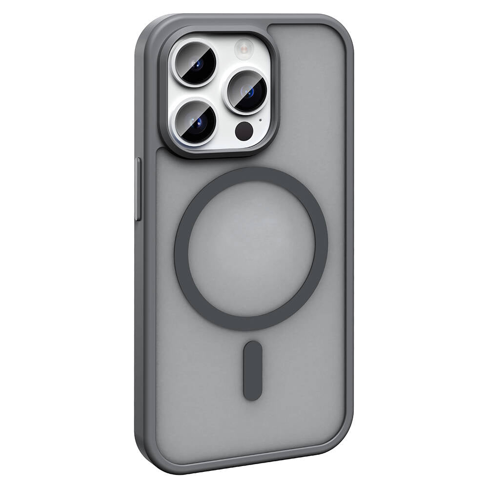 Apple iPhone 14 Pro Max Kılıf M-safe Şarj Özellikli Mat Arka Yüzey Zore Sio Kapak Koyu Mor