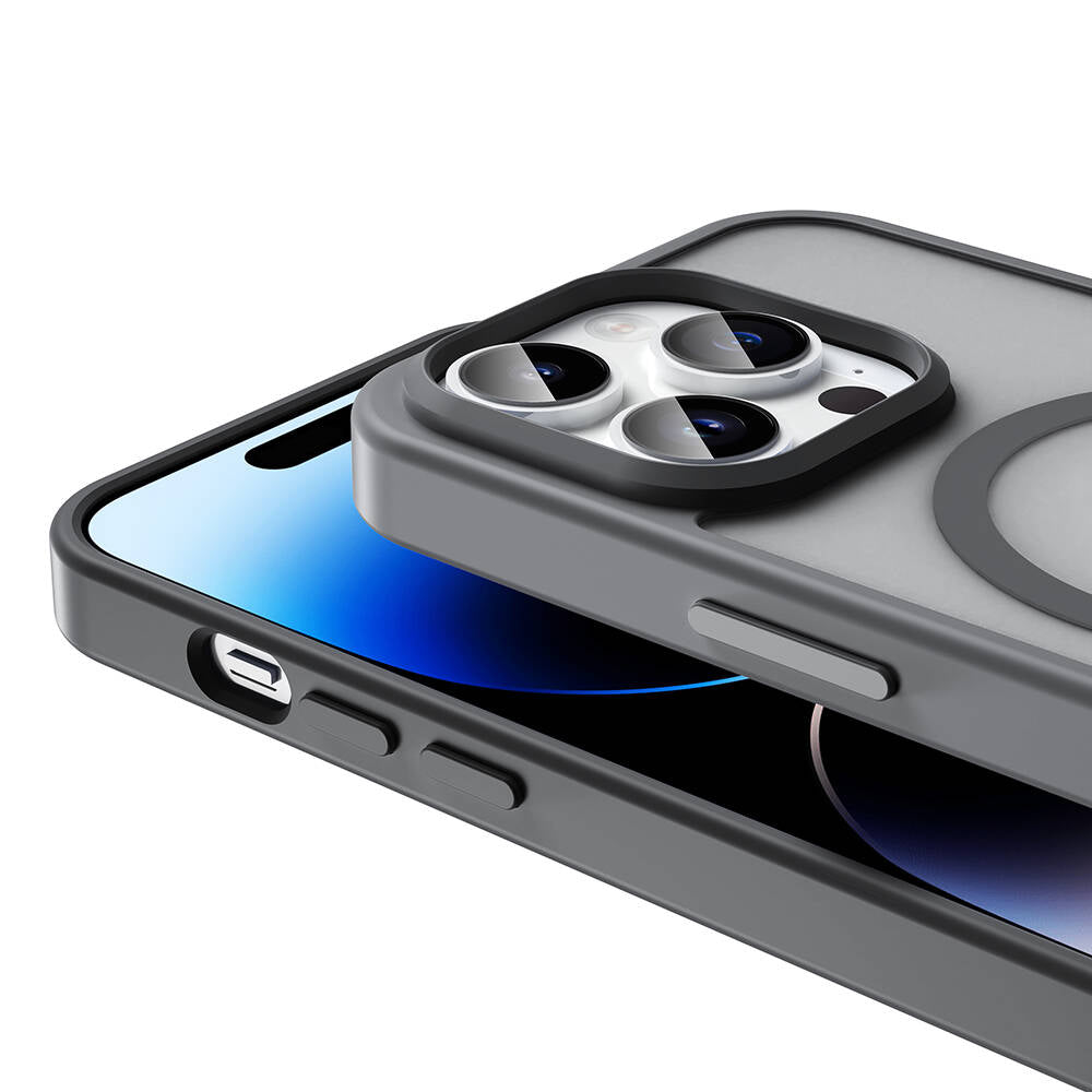 Apple iPhone 14 Pro Max Kılıf M-safe Şarj Özellikli Mat Arka Yüzey Zore Sio Kapak Lacivert