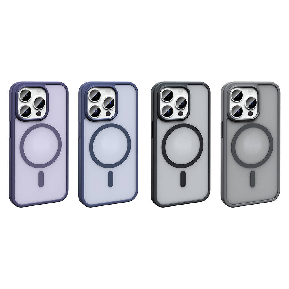 Apple iPhone 14 Pro Max Kılıf M-safe Şarj Özellikli Mat Arka Yüzey Zore Sio Kapak Derin Mor