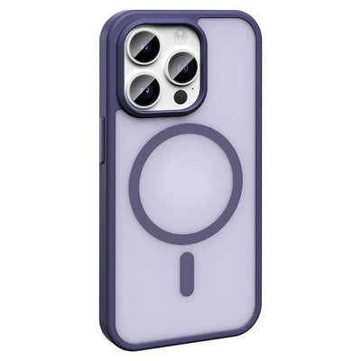 Apple iPhone 14 Pro Max Kılıf M-safe Şarj Özellikli Mat Arka Yüzey Zore Sio Kapak Koyu Mor