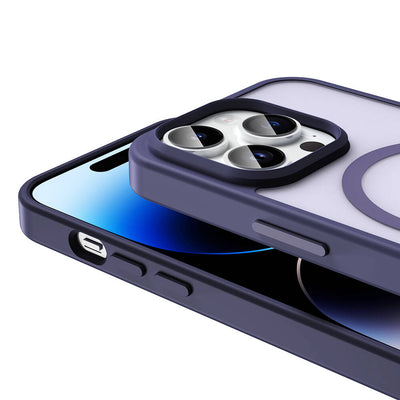 Apple iPhone 14 Pro Max Kılıf M-safe Şarj Özellikli Mat Arka Yüzey Zore Sio Kapak Lacivert