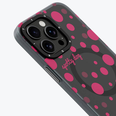 Apple iPhone 14 Pro Max Kılıf Magsafe Şarj Özellikli Polka Dot Desenli Youngkit Spots Serisi Kapak Beyaz
