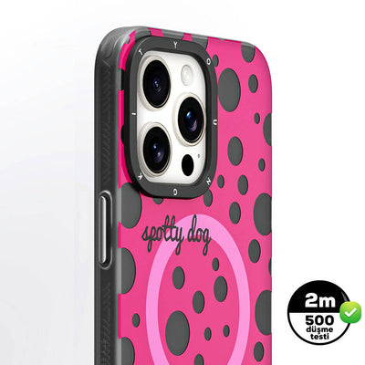 Apple iPhone 14 Pro Max Kılıf Magsafe Şarj Özellikli Polka Dot Desenli Youngkit Spots Serisi Kapak Beyaz