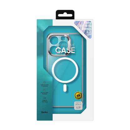 iPhone 14 Pro Max Kılıf M-safe Şarj Özellikli Premium Cam Arka Yüzey Benks Electroplated Kılıf