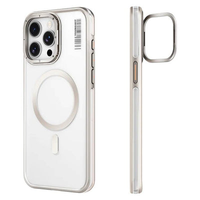 Apple iPhone 14 Pro Max Kılıf Magsafe Şarj Özellikli Sararma Önleyici Youngkit Crystal Grid Kapak Gold