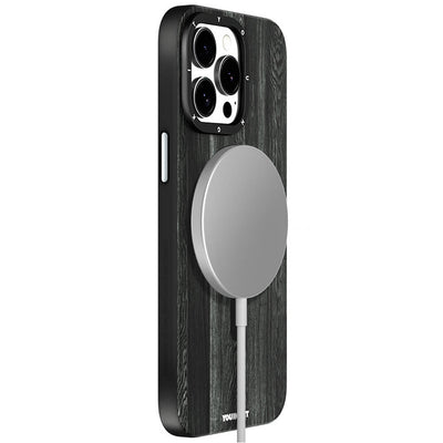 Apple iPhone 14 Pro Max Kılıf Magsafe Şarj Özellikli Sararmaya Dayanıklı Youngkit Wood Forest Serisi Kapak Kahverengi