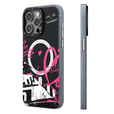 Apple iPhone 14 Pro Max Kılıf Magsafe Şarj Özellikli Shu Tasarımlı Youngkit Dreamland Serisi Kapak Pembe