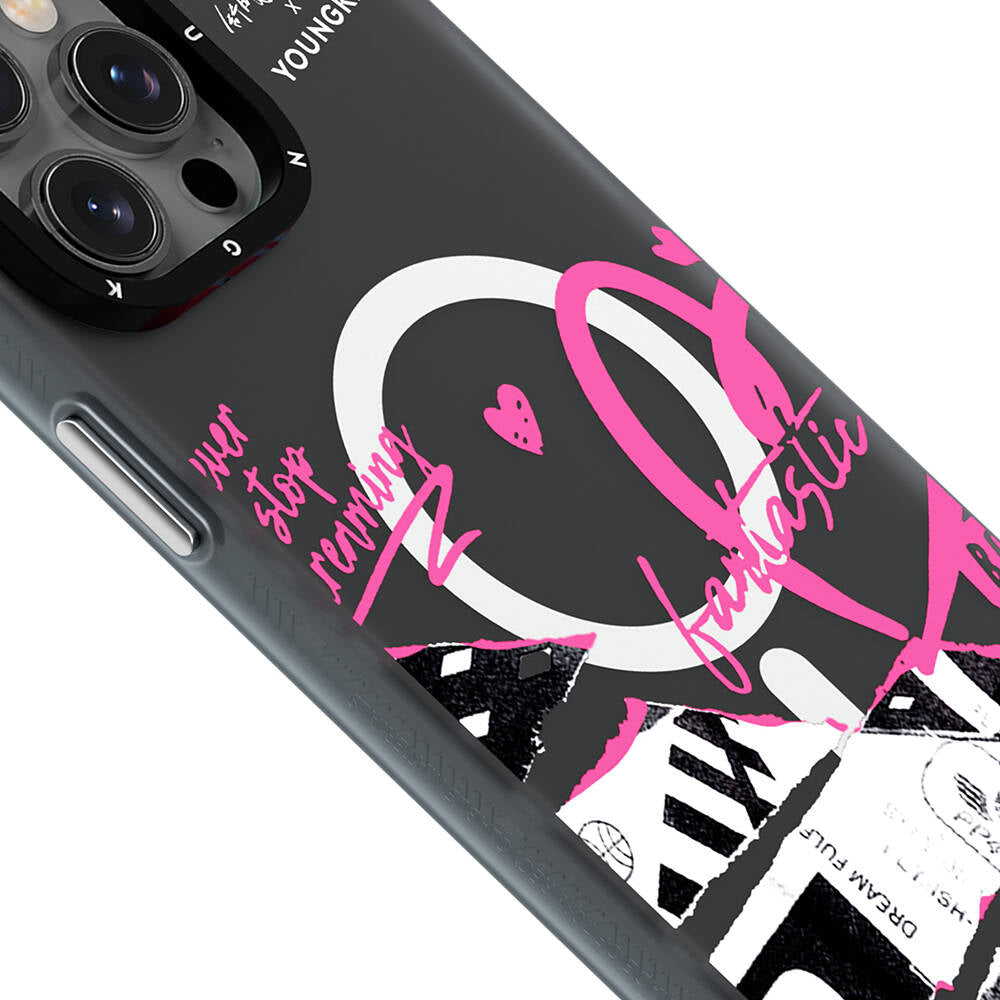 Apple iPhone 14 Pro Max Kılıf Magsafe Şarj Özellikli Shu Tasarımlı Youngkit Dreamland Serisi Kapak Pembe