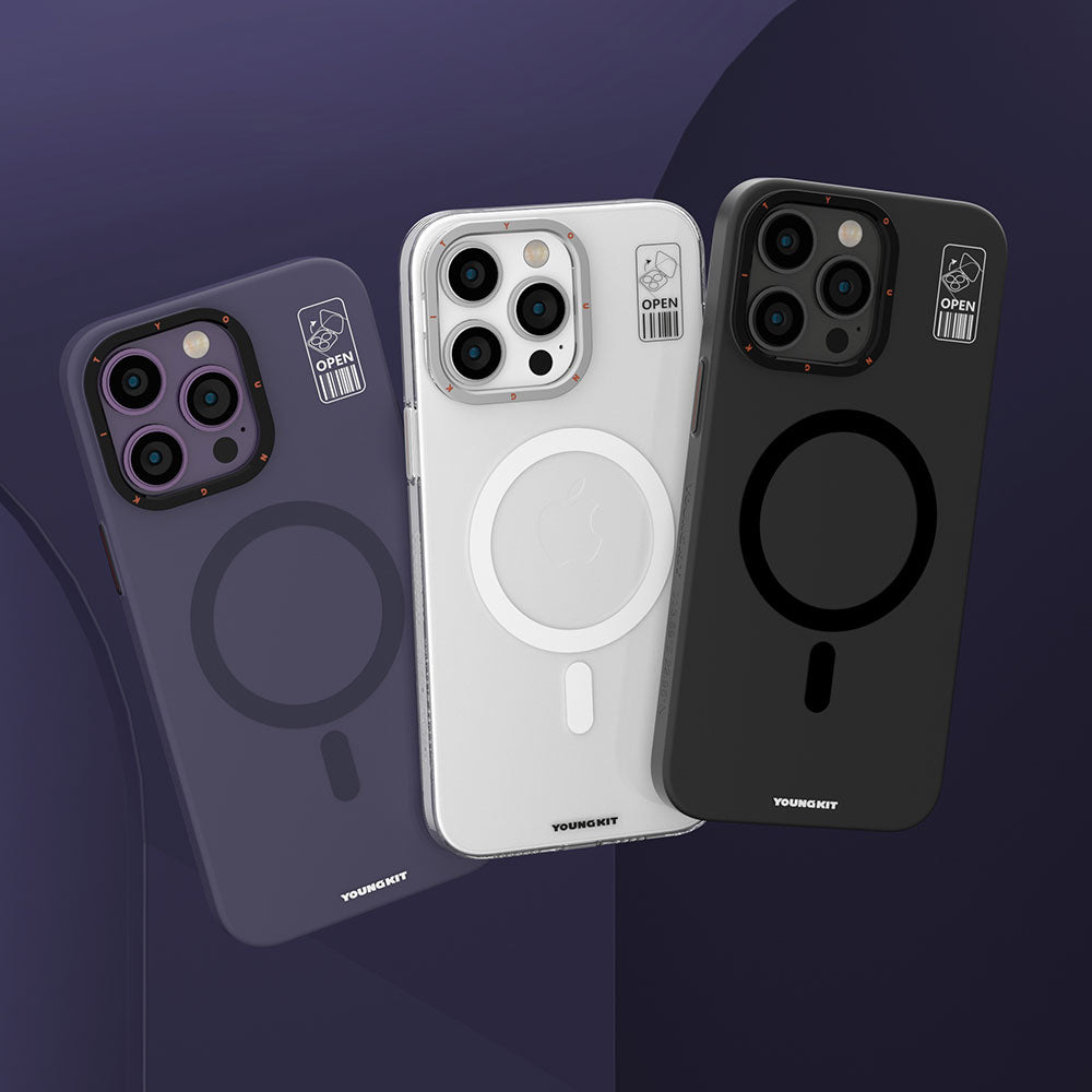 Apple iPhone 14 Pro Max Kılıf Magsafe Şarj Özellikli Standlı YoungKit Hermit Bracket Serisi Kapak Beyaz