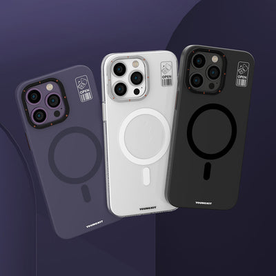 Apple iPhone 14 Pro Max Kılıf Magsafe Şarj Özellikli Standlı YoungKit Hermit Bracket Serisi Kapak Derin Mor
