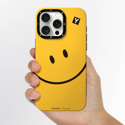 Apple iPhone 14 Pro Max Kılıf Magsafe Şarj Özellikli Sunshine Tasarımlı Youngkit Daily Happy Serisi Kapak Siyah-Sarı