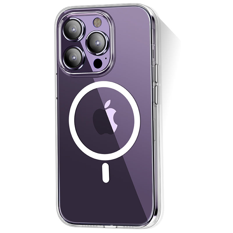 Apple iPhone 14 Pro Max Kılıf Magsafe Şarj Özellikli Transparan Sert PC Wlons Pita Kapak Renksiz