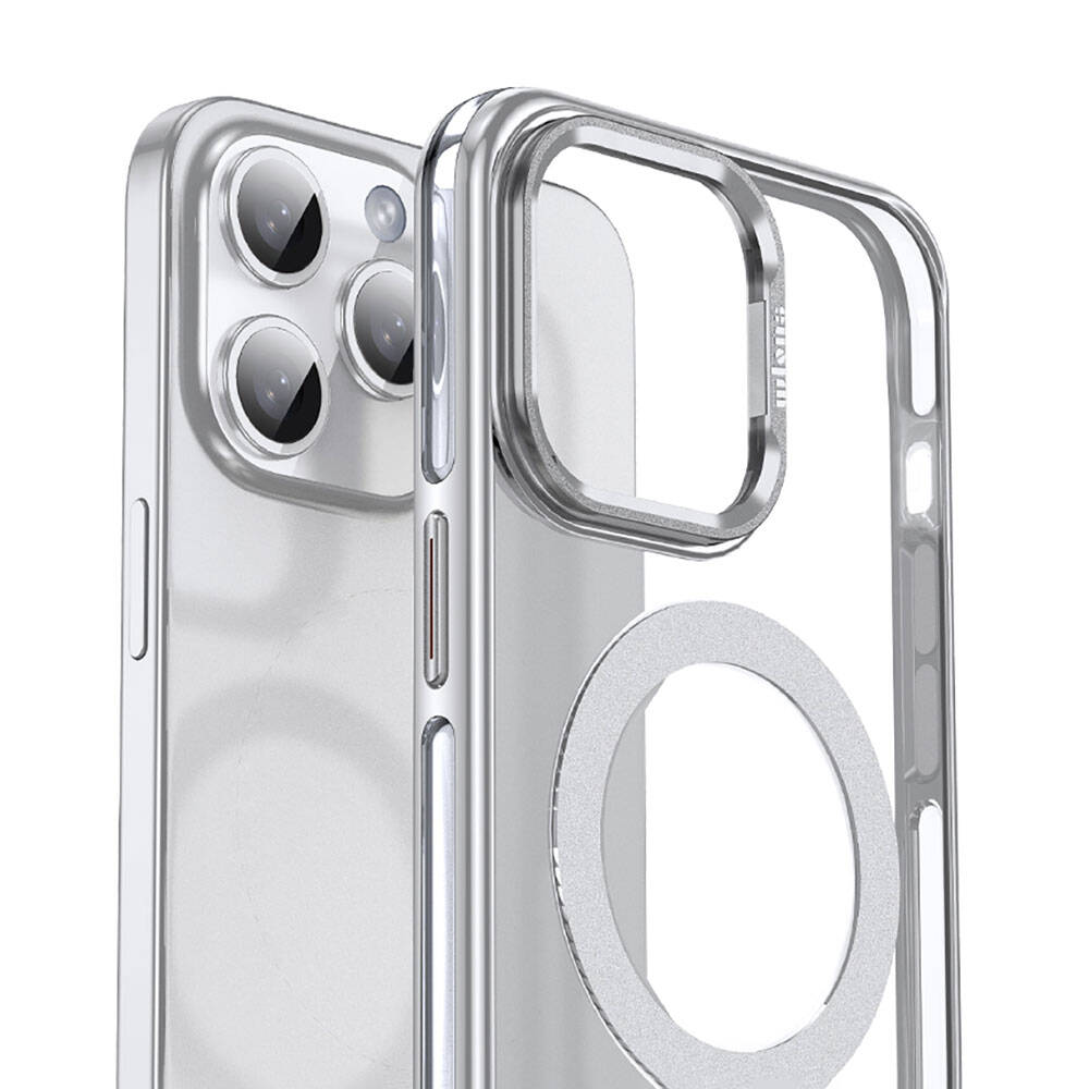 Apple iPhone 14 Pro Max Kılıf Magsafe Şarj Özellikli Wlons Standlı Efsane Kapak Mor